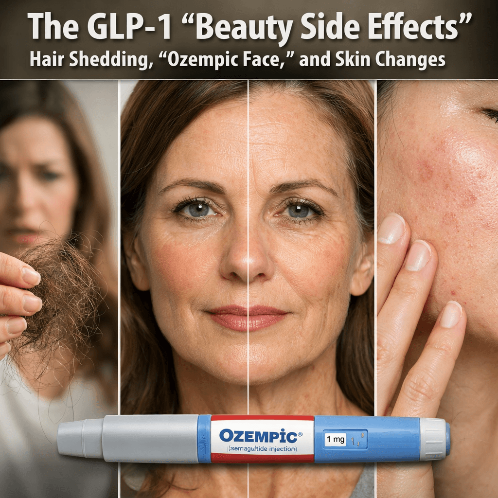 GLP-1 “Beauty Side Effects”: Hair Shedding, “Ozempic Face,” and Skin Changes — What’s Real (and What to Ask About)
